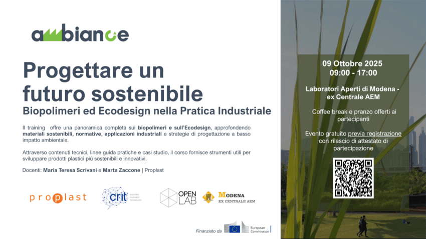 Biopolimeri ed Ecodesign: una giornata di formazione per l’industria sostenibile